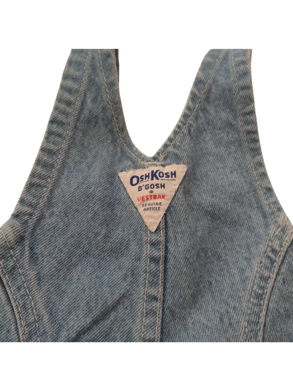 Vtg Oshkosh Baby Denim Overalls 24M Vestbak Bubble Leg Unisex w Side Pockets - Picture 8 of 9